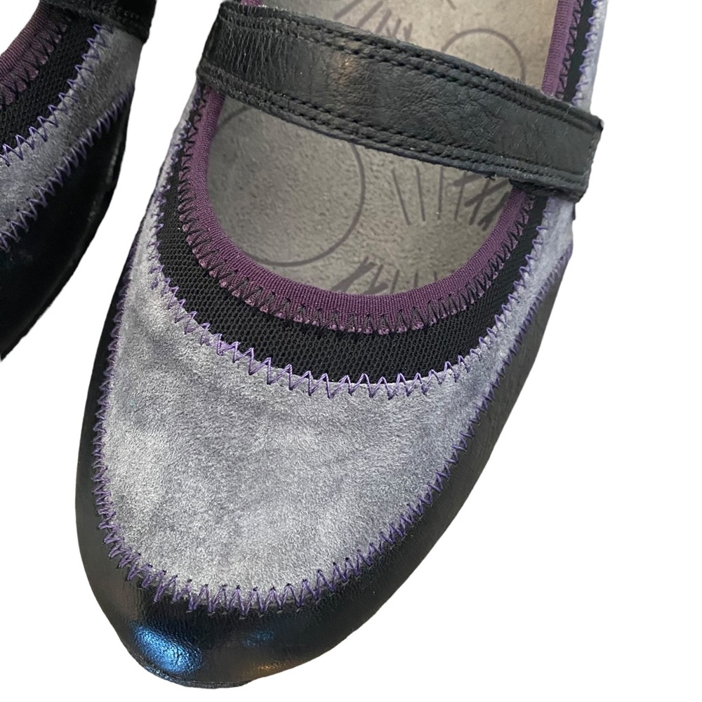 Hush Puppies Grey Suede, Purple and Black Leather Slip On with Velcro Strap 9.5 - Picture 4 of 13